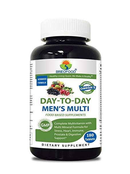 Briofood Food Based Multivitamin with Vegetable Source Omega Day-to-day Mens Multi Tablets, 180 Count