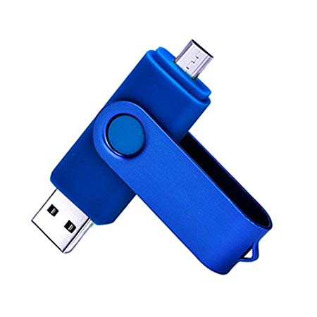 SUNWORLD 32GB USB OTG (On the Go) Dual Port (Usb and Micro Usb) Memory Stick Swivel Flash Drive for Android Smartphone Tablet & PC Blue