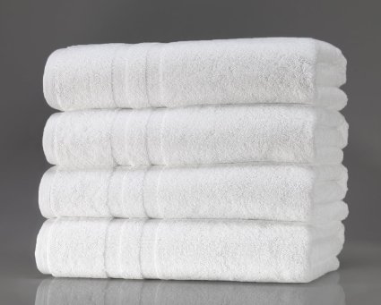 Bath Towels- White Ultra- Soft and Absorbent Towels Luxury Spa Salon and Hotel Towels 100 cotton 27x54 Set of 4