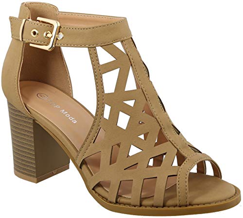 TOP Moda LEVIN-27 Ankle Strap Open Toe Chunky Heel Platform Gladiator Sandal