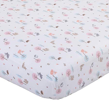 Carter's Girl Woodland Pink, Aqua, Grey, White Super Soft Fitted Mini Crib Sheet, Pink, Aqua, Grey, White