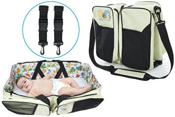 The Original Lullypop Baby 3 in 1 Cream Color Diaper Bag - Travel Bassinet - Change Station Folding Bed Baby Bassinet , best baby bag for your newborn baby. Daiper bag