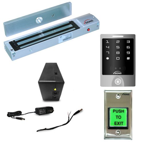 FPC-5219-VS One Door Access Control Outswinging Door 600lbs Electromagnetic Lock with Vsionis Outdoor Keypad and Battery Backup Device Kit