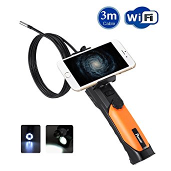 Potensic WiFi Endoscope Borescope Waterproof Camera 2.0 Megapixels, 6 LED Lights Video Inspection compatible with iOS or Android Phones and tablets - 9.8 ft (3 m)