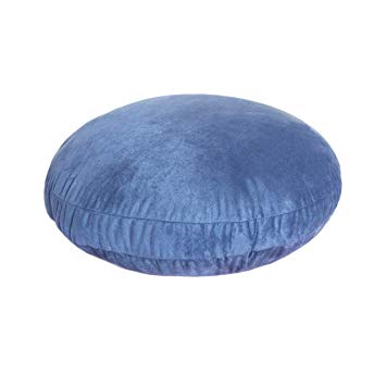 Hodeco Suede Throw Pillow with Insert Blue Throw Pillow with Down-Like Polyester Filling Round Throw Pillow for Couch 16 Inches Diameter, Navy Blue 1 Piece