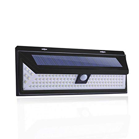 RTWAY 118 LED Solar Lights Outdoor, Security Lighting Motion Sensor Light with Wide Angle, Waterproof, 3 Optional Modes Nightlight for Front Door, Garden, Fence, Deck, Porch