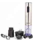 Pyora Rechargeable Electric Wine Opener Complete Bundle with Foil Cutter Aerating Pourer Vacuum Stop  Best Automatic Wine Opener Stainless Steel