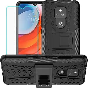 for Moto G Play 2021 Case, Moto G Play Case with HD Screen Protector, Shockproof Silicone Protective with Kickstand Hard Phone Cover for Moto G Play 2021 (Black)