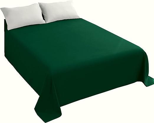 Sfoothome Blackish Green Flat Sheet, Ultra Soft and Comfortable Microfiber Top Sheet Queen Size