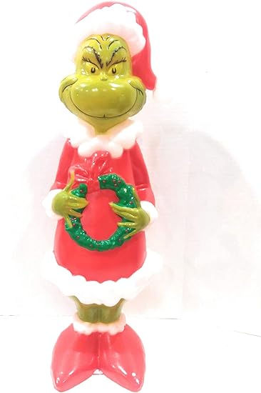 24" Grinch Figure Blow Mold Lawn Yard Christmas Decoration Plastic Light Up Lighted