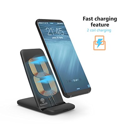 Galaxy Note 8 Wireless Charger, Stouch 2 Coils Qi Wireless Quick Charging Stand for Samsung Galaxy Note 8, Galaxy S8, S8 Plus, Specifically Designed for Samsung Galaxy Note 8 Gray