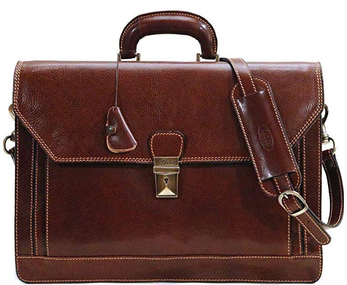 Floto Venezia Vecchio Brown Briefcase Attache Lap-top Case