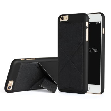 iPhone 6 6s Plus Case Akiko Stand Case Origami Series Ultimate Protection Scratch Proof Soft Interior Leather HardCase with Foldable 2-Way Stand Feature for iPhone 6 6s Plus Black