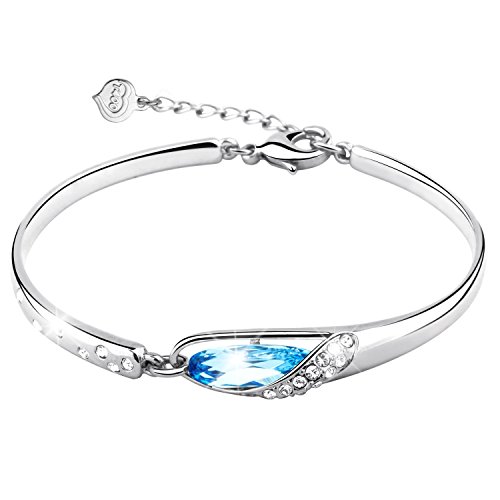 T400 Jewelers "Glass Slipper" Wrist Bangle Bracelet Made with Swarovski Elements Crystals Love Gift 6.7"