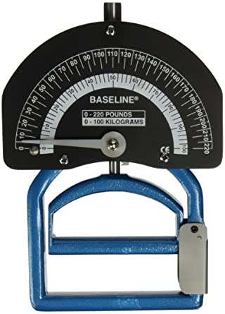 Baseline Smedley Spring Adjustable Handle Hand Dynamometer with Carry Case for Precision Measurement of Hand, Grip and Forearm Strength, 0 to 220 lbs. Force Range