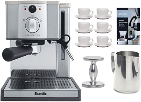 Breville ESP8-XL Cafe Roma Espresso Machine w/Espresso Tamper   6-Pieces (3 oz.) Cup & Saucer   Accessory Kit