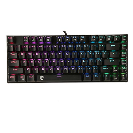E-Element Z-88 RGB Mechanical Gaming Keyboard, Brown Switch, LED Backlit, Waterproof, Compact 81 Keys Anti-Ghosting for Mac PC, Black