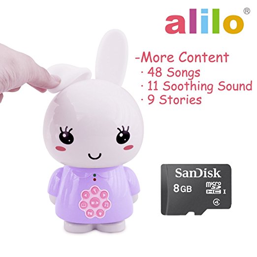 alilo Honey Bunny Mp3 Player for Kids, Baby - 68 Song&Story - 8GB TF Card with Soothing Music - Voice Recorder(Purple)