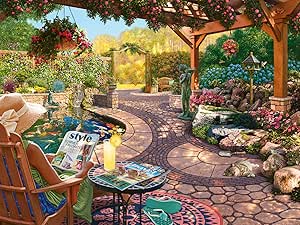 Ravensburger Cozy Backyard Bliss - 750 Piece Large Format Jigsaw Puzzle for Adults & Kids | Unique Softclick Technology | Vibrant, Glare-Free Design | FSC-Certified Materials