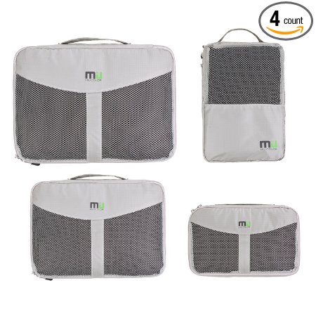 MIU COLOR Packing Cubes - Durable 4 Piece Packing Cubes Set - Exactly Lightweight Mesh Travel Packing Cubes and Luggage P