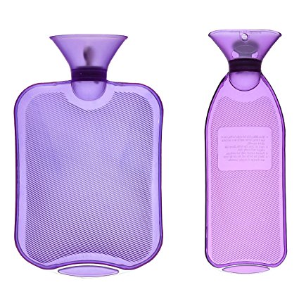 HomeIdeas 2 Pack 2L 1L Thermoplastic Transparent Home & Outdoor Hot Water Bottle, Cold / Hot Therapy For Body(Purple)