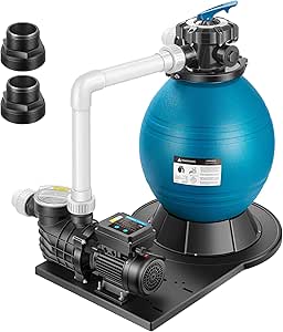 VIVOHOME 16-Inch Sand Filter Pump with Timer 3167 GPH Fits 14100 Gallons Above Ground Pool, 6 Way Valve 90.4 Pound Sand Capacity w/ 2 Adapter Conversion Kit for Intex Pools