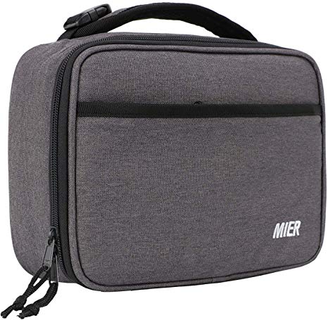 MIER Kids Insulated Lunch Box Bag Small Cooler Lunch Bag for Boys, Girls, Can Clip onto Backpack, Tote, Strollers, Grey