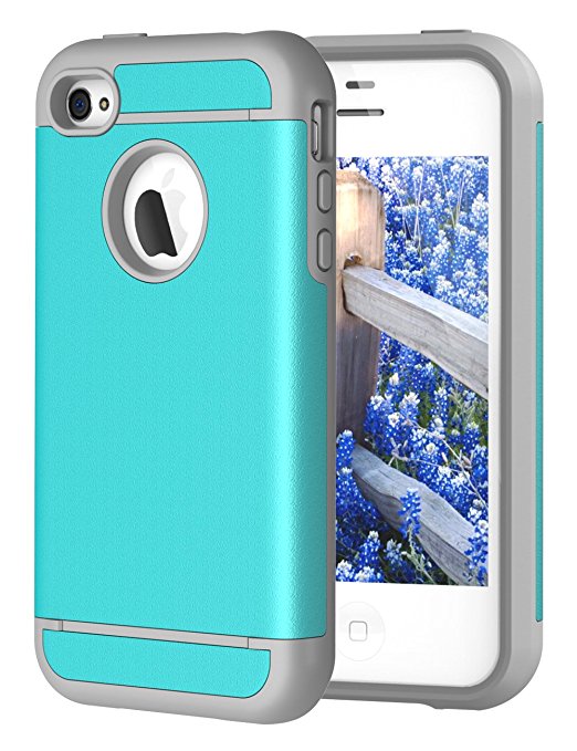 iPhone 4S Case, iPhone 4 Case CHTech Dual Layer Hybrid Slim Case with Hard PC and Soft TPU Cover for Apple iPhone 4 4S - Mint