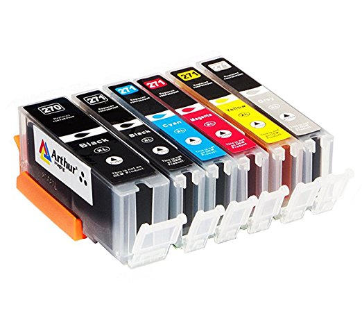 6 Pack Arthur Imaging Compatible Ink Cartridge Replacement for 270XL 271XL (1 Large Black, 1 Small Black, 1 Cyan, 1 Yellow, 1 Magenta, 1 Gray, 6-Pack)