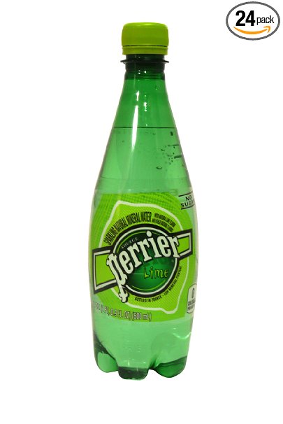 PERRIER Sparkling Natural Mineral Water, Lime 16.9-ounce plastic bottles (Pack of 24)
