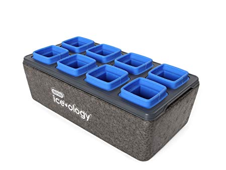 Dexas GCI8C-2728 iceology Silicone Clear Maker for Craft Cocktail Ice 8 Count Cube Tray, 1.375 Inch Square