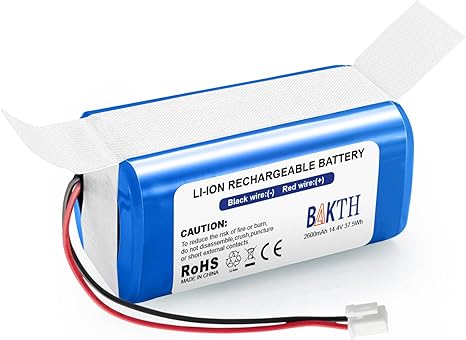 BAKTH 14.4V 2600mAh Replacement RVBAT850 Battery for Shark Ion R75, R85, RV761, RV850C, RV851WV, RV871, RV1000S, RV1100VL, RV1001AE, UR1000SR, RV700_N, RV720_N Vacuum Cleaners (2 Prongs Connector)