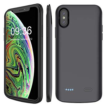 Stoon iPhone Xs Max Battery Case, 6000mAh Portable Charger Case Rechargeable Extended Battery Pack Protective Backup Charging Case Cover for Apple iPhone Xs Max(6.5inch)(Black)