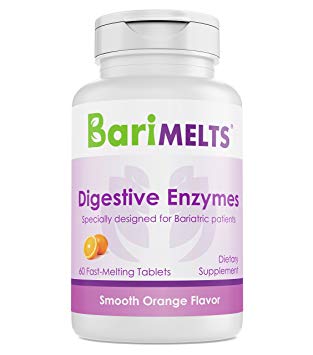 BariMelts Digestive Enzymes, Dissolvable Bariatric Vitamins, Natural Orange Flavor, 60 Fast Melting Tablets