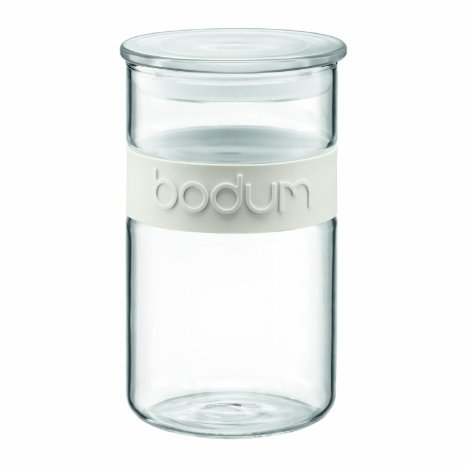 Bodum PRESSO Storage Jar (Airtight Silicon Sea L, Microwave/Dishwasher Safe, 1.0 L/34 oz)  - Off white