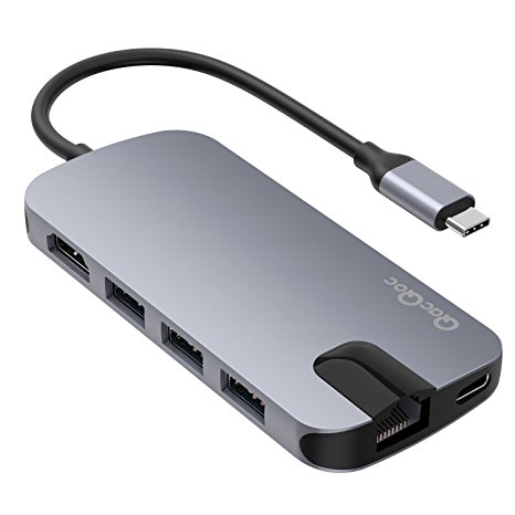 GN30H USB C Hub Shuttle with Power Delivery for Charging ,HDMI Output ,Card Reader, 3 USB 3.0 Ports,Gigabit Ethernet Port Adapter with PD Specification for MacBook 12-Inch Aluminum Alloy Build (1)