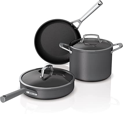 Ninja C35000W 5-Piece Cookware Set Foodi NeverStick Premium Hard-Anodized, Gray, Slate Grey