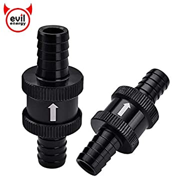 EVIL ENERGY 12MM 1/2" Non Return One Way Check Valve Universal for Fuel Line Hose Black Aluminium 2pcs