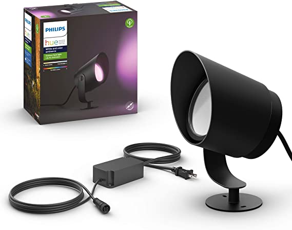 Philips Hue White & Color Ambiance Lily XL Outdoor Smart Spot Light Base kit (Hue Hub required), 1 Spot Light   mounting kit, Works with Alexa