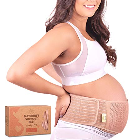 Maternity Belly Band for Pregnancy - Soft & Breathable Pregnancy Belly Support Belt - Pelvic Support Bands - Tummy Bandit Sling for Pants - Pregnancy Back Brace (Classic Ivory, X-Large)