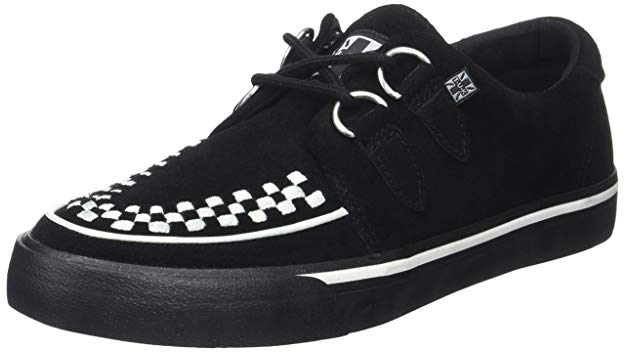 T.U.K. Shoes A9182 Unisex-Adult Sneakers, Black Suede White Interlace VLK Sneaker
