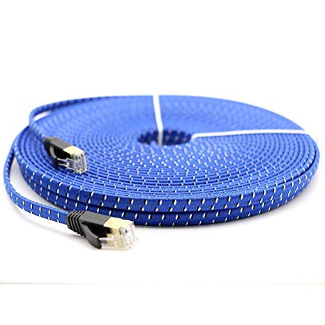 Pasow CAT7 RJ45 10Gbps Ethernet Internet Cable Nylon Braid STP LAN Network Cord (60FT/20M)