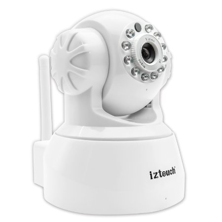 iZtouch IZSP-012 White 1280x720P HD H.264 Wireless/Wired IP Camera with Two-Way Audio Night Vision Pan/Tilt Control QR Code Scan Phone remote monitoring supported