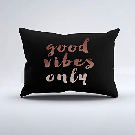 Zippered Pillow Covers Pillowcases One Side 12x20 Inch Elegant Chick Good Vibes only Text Faux Rose Gold Pillow Cases Cushion Cover for Home Sofa Bedding