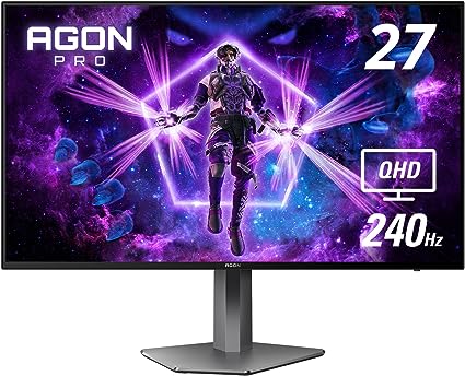 AOC Agon PRO AG276QZD 27" OLED Tournament Gaming Monitor 2560x1440, 240Hz 0.03ms, G-SYNC, PS5 Xbox Switch Compatible,Black