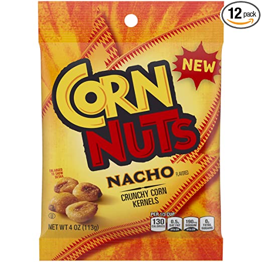 Corn Nuts Nacho Flavored Crunchy Corn Kernels, 4.0 oz Bag (Pack of 12)