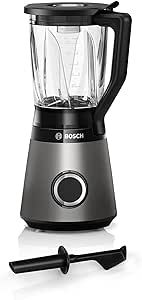 Bosch VitaPower Serie 4 MMB6172SN, versione migliorata, 10 anni di garanzia, lame in acciaio inox, contenitore in vetro da 1,5 l, parti lavabili in lavastoviglie, 30,000 giri/min, 1200 W, argento