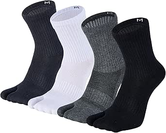 Men's Tabi Socks Flip Flop Split Toe Big Toe Cotton Athletic 4 Pack 6 Pack