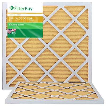 FilterBuy 20x21.5x1 MERV 11 Pleated AC Furnace Air Filter, (Pack of 2 Filters), 20x21.5x1 – Gold