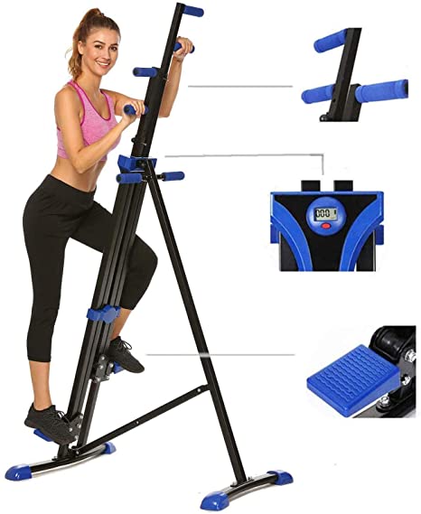 Hurbo Vertical Climber Home Gym Exercise Folding Climbing Machine Exercise Bike for Home Body Trainer Stepper Cardio Workout Training Non-Stick Grips Legs Arms Abs Calf